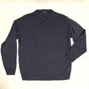 Paraphrase, Navy Blue speckled v-neck sweater, mens size Large